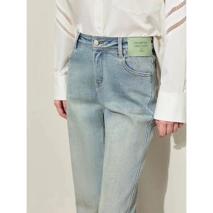 Pantalon en jean rétro à jambes larges pour femme