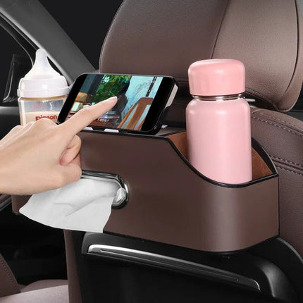 Leather Multi-Use Car Storage Box with Tissue Holder & Phone Stand - Wnkrs