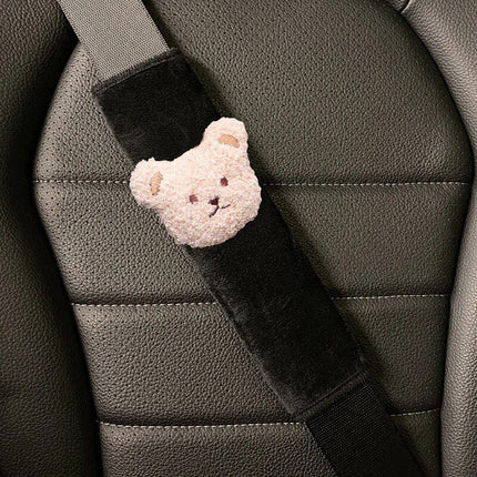 Cute Bear Car Seatbelt Cushion for Kids - Soft Leather Shoulder Strap Pad - Wnkrs