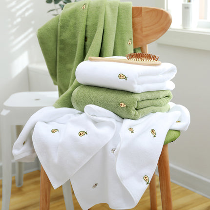 Full Embroidery Avocado Cotton Bath Towel - Wnkrs