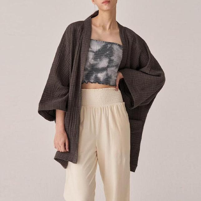 Cardigan chic en gaze de coton à mailles ajourées