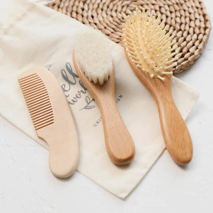 Beech Wood Baby Hair Brush and Massager