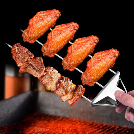 Brochetas para barbacoa de acero inoxidable de 3 piezas con cepillo de silicona