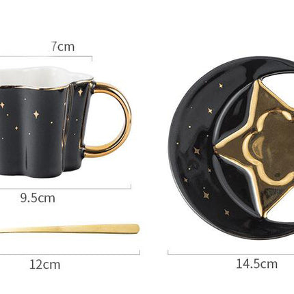 Creative Ceramic Cup With Star And Moon Saucer - Wnkrs