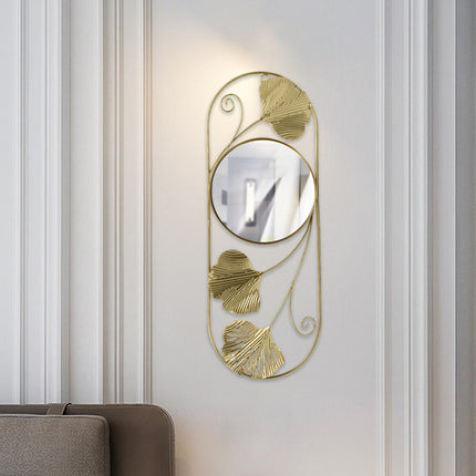 Elegant Metal Ginkgo Leaf Wall Mirror