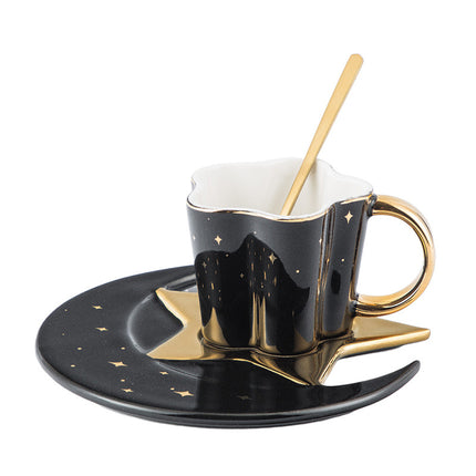 Creative Ceramic Cup With Star And Moon Saucer - Wnkrs