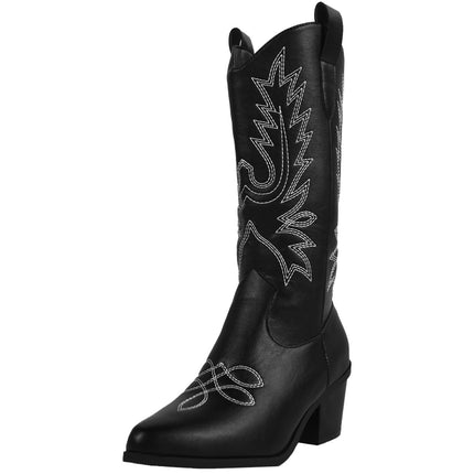 Botas vaqueras blancas de tacón alto estilo western