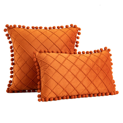 Housses de coussin en velours doux à carreaux