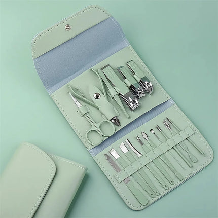 Ensemble de coupe-ongles professionnel 16 pièces avec étui de transport - Kit complet de manucure et de pédicure