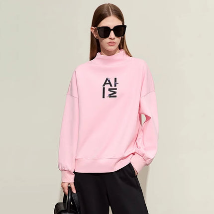 Sweat à capuche streetwear brodé minimaliste pour femme