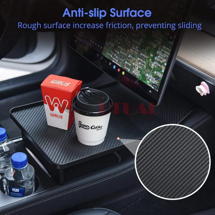 Center Console Food Tray with Anti-Slip Phone Holder for Tesla Model 3 & Y (2017-2023) - Wnkrs