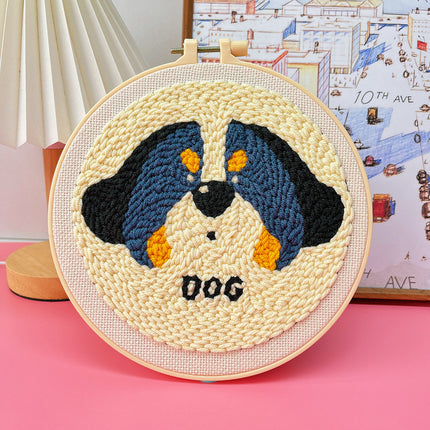 Kit de démarrage de broderie au point de poinçon avec motif de chien