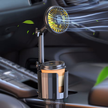 Ventilateur porte-gobelet de voiture 2 en 1 avec refroidissement réglable et chargement USB