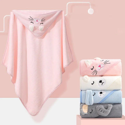 Soft & Adorable Cartoon Animal Hooded Baby Towel - Warm, Cozy Cotton Bathrobe for Newborns & Toddlers - Wnkrs