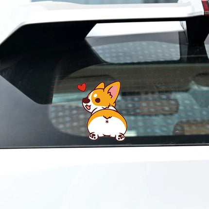 Cheerful Corgi Dog PVC Car Sticker - Creative & Rainproof Vehicle Decal - Wnkrs