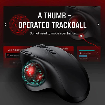 Souris Trackball sans fil ergonomique - Bluetooth rechargeable et USB 2,4G