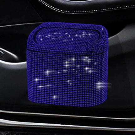 Luxurious Rhinestone Car Trash Bin - Pressing Type Square Storage Bucket - Wnkrs