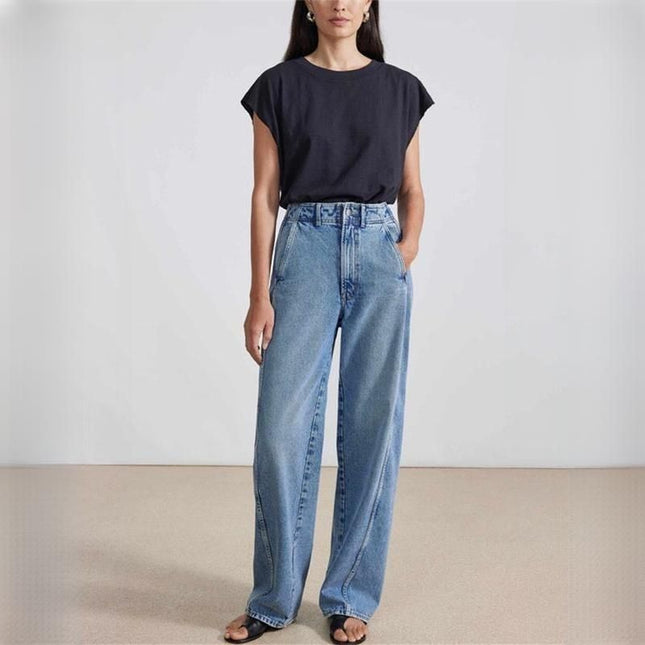 Vintage High Waist Blue Jeans for Women