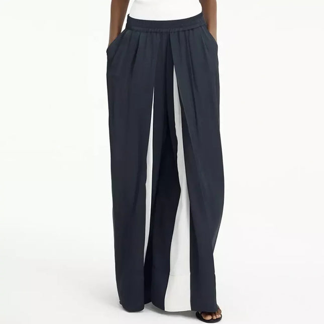 Pantalon large taille haute avec motif patchwork unique