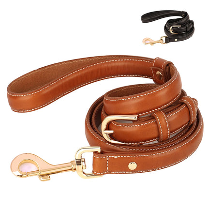 Adjustable Genuine Leather Dog Leash for All Breeds