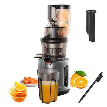 Exprimidor de prensado en frío con tolva de alimentación de 3 pulgadas, extractor de jugo de masticación lenta de 200 W