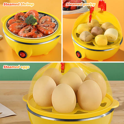 Egg Cooker, Egg Boiler With Steamer Attachment For Soft And Hard Boiled Eggs, Poached Boiled & Omelette Maker Machine Steamer, 7 Egg Capacity - Wnkrs