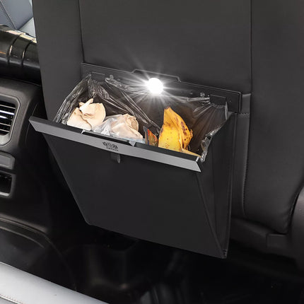 Waterproof Magnetic Car Trash Bag with LED & Leather Storage - Wnkrs