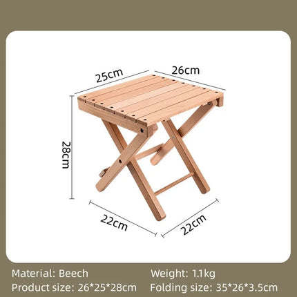 Tabouret pliant portable en bois de hêtre