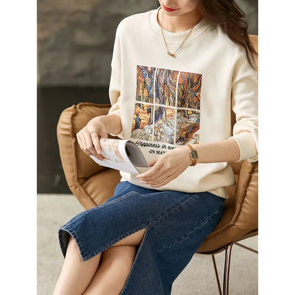 Graphic Print Long Sleeve Casual Pullover