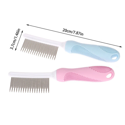 Pet Grooming Comb with Long & Short Stainless Steel Teeth