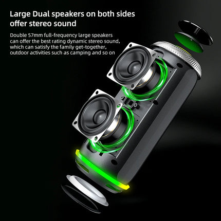 Portable 16W Bluetooth Speaker with RGB Lights & Bass Boost