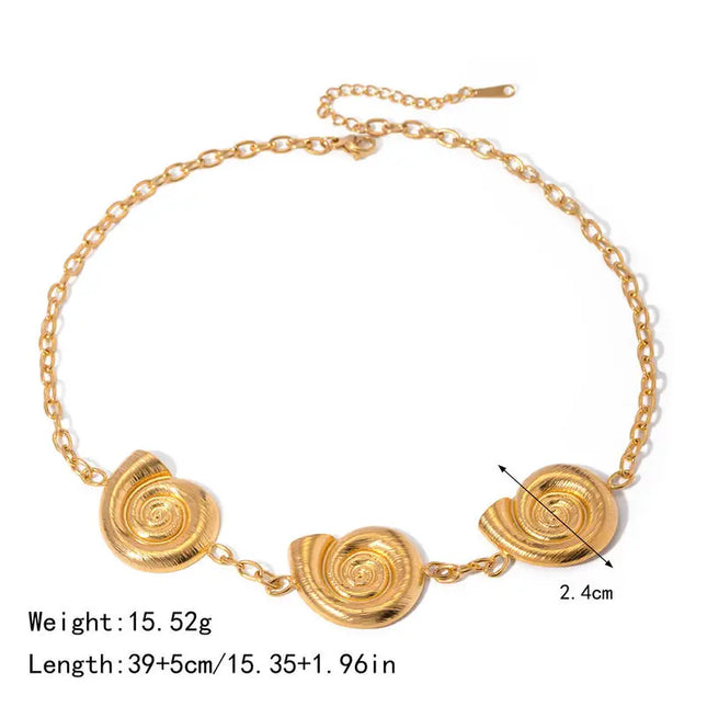 Gold Plated Geometric Spiral Pendant Necklace