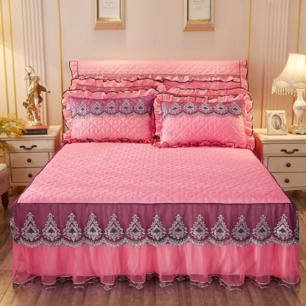 Quilted Lace Bed Skirt Thickened Plus Cotton Bedspread Single Piece Simmons Bed Cover Bed Circumference 1.8m Bed - Wnkrs