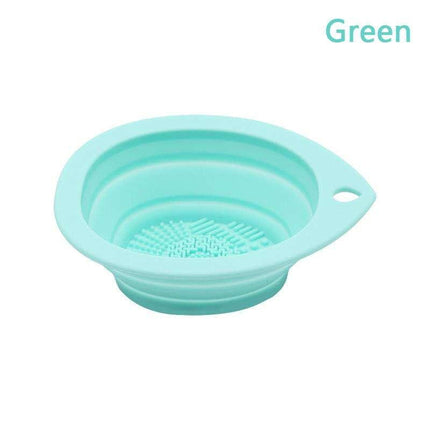 Silicone Makeup Brush Cleaner: Portable Folding Wash Bowl & Scrubber Mat