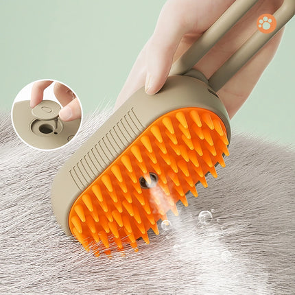 3-in-1 Electric Cat Grooming Brush with Steam, Massage & Comb Function