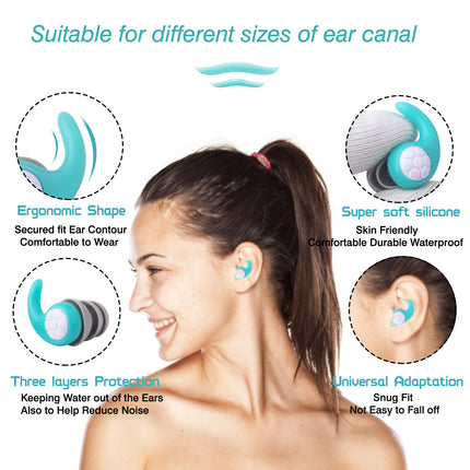 Bouchons d'oreilles de natation réutilisables en silicone