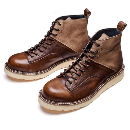 Bottines de moto en cuir vintage pour hommes