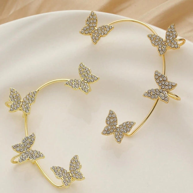 Boucles d'oreilles à clip papillon en cristal