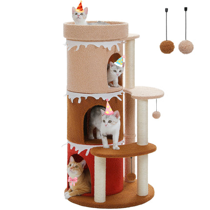 Torre de árbol para gatos de varios niveles con percha grande y postes rascadores de sisal para gatos de interior