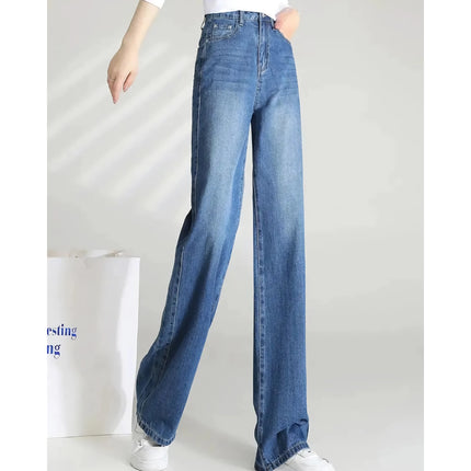 Pantalon en jean ample à taille haute et jambe large pour femme