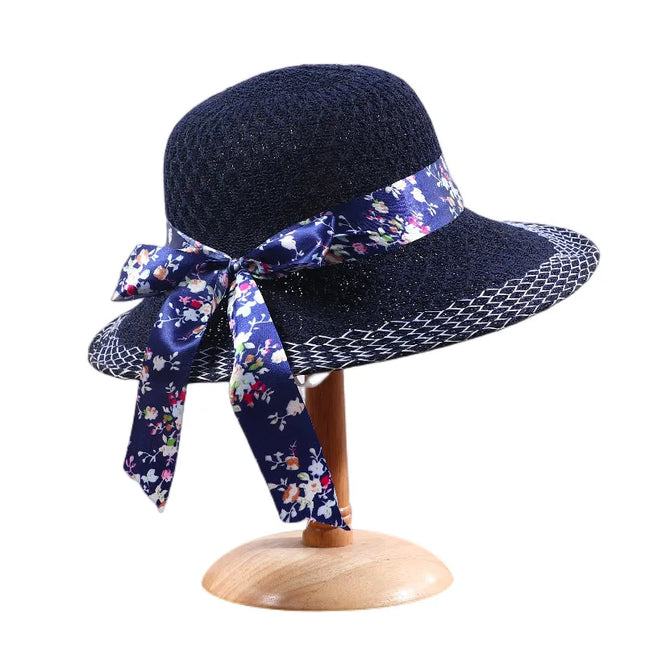 Chapeau de soleil élégant avec ruban floral