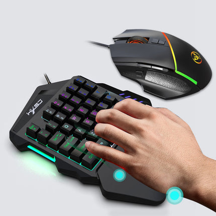 Ensemble clavier et souris de jeu à une main USB Teclado Rainbow rétroéclairé pour les amateurs de jeux