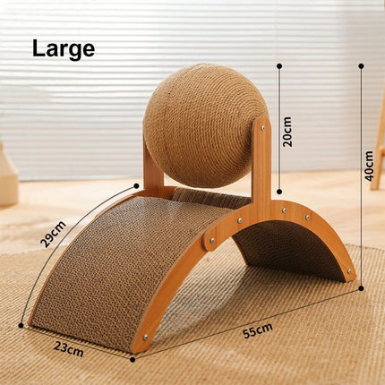 Deluxe Wooden Cat Scratcher with Sisal Ball - Wnkrs