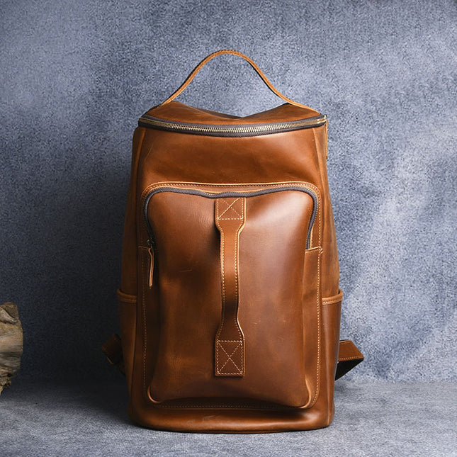 Mochila vintage de cuero Crazy Horse para llevar en la mano, para viajes, senderismo y otras actividades al aire libre