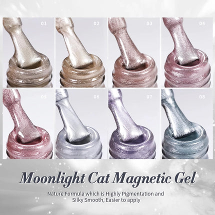 Coffret de vernis à ongles gel magnétique Moonlight Cat - Sparkle White Silver