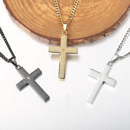 Stylish Unisex Cross Pendant Necklace with Cuban Link Chain - Wnkrs