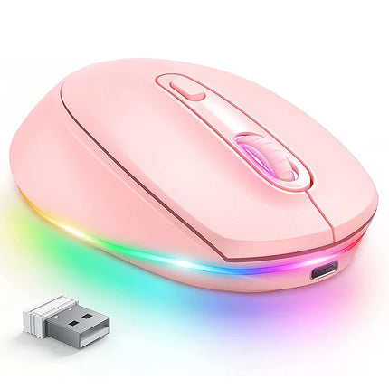 Wireless Rechargeable Mouse with LED Rainbow Lights