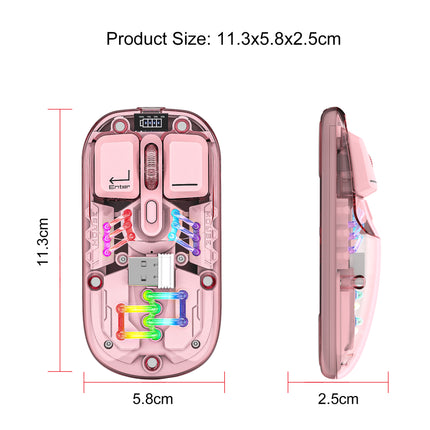 Souris sans fil double mode transparente avec rétroéclairage RVB et batterie rechargeable 400 mAh