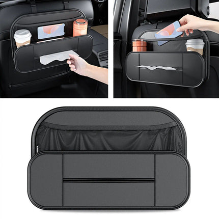 High-Capacity Leather Car Storage Organizer for Backseat & Trunk - Black - Wnkrs