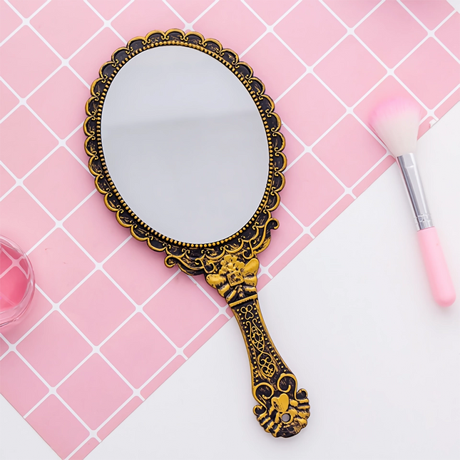 Miroir de maquillage à main à motif floral vintage